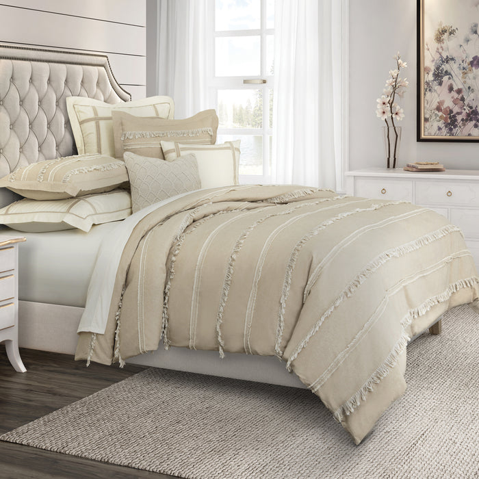 AICO Furniture - Country Lane"7pc Queen Duvet Set"Toast - BCS-QD07-CNYLN-TST - GreatFurnitureDeal