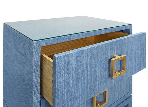 Worlds Away - Cole Two Drawer Side Table in Blue Dyed Grasscloth - COLE BL - GreatFurnitureDeal