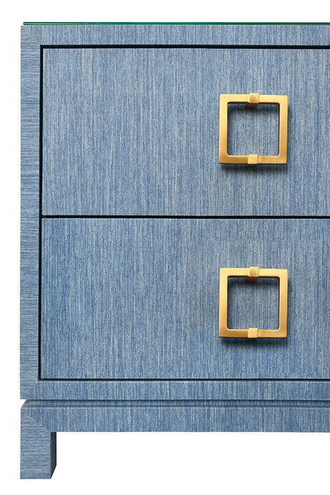Worlds Away - Cole Two Drawer Side Table in Blue Dyed Grasscloth - COLE BL - GreatFurnitureDeal