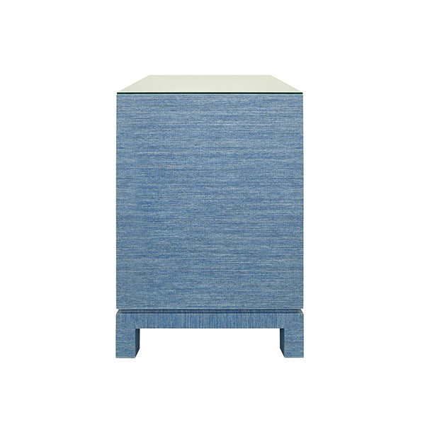 Worlds Away - Cole Two Drawer Side Table in Blue Dyed Grasscloth - COLE BL - GreatFurnitureDeal