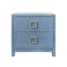 Worlds Away - Cole Two Drawer Side Table in Blue Dyed Grasscloth - COLE BL - GreatFurnitureDeal
