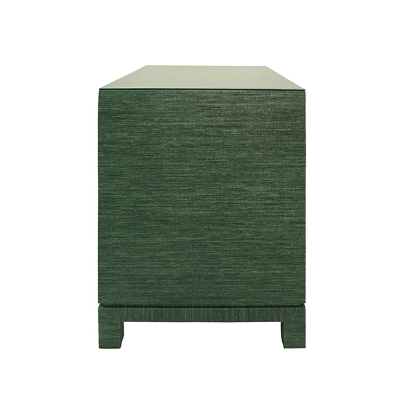 Worlds Away - Cole Two Drawer Side Table in Green Dyed Grasscloth - COLE GR - GreatFurnitureDeal
