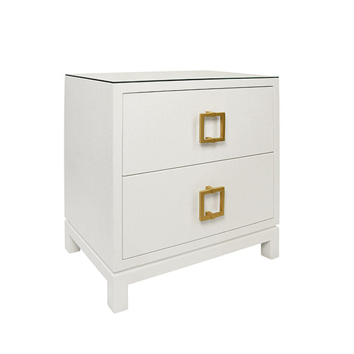 Worlds Away - Cole Two Drawer Side Table in White Textured - COLE WH - GreatFurnitureDeal
