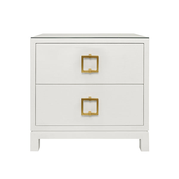Worlds Away - Cole Two Drawer Side Table in White Textured - COLE WH - GreatFurnitureDeal