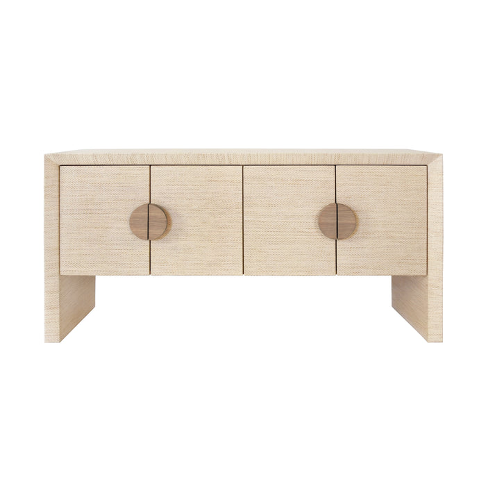 Worlds Away - Colt Four Door Buffet In Natural Grasscloth With Cerused Oak Handles - COLT NAT - GreatFurnitureDeal