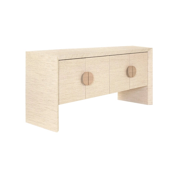 Worlds Away - Colt Four Door Buffet In Natural Grasscloth With Cerused Oak Handles - COLT NAT