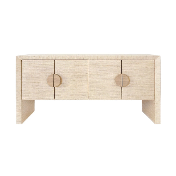 Worlds Away - Colt Four Door Buffet In Natural Grasscloth With Cerused Oak Handles - COLT NAT