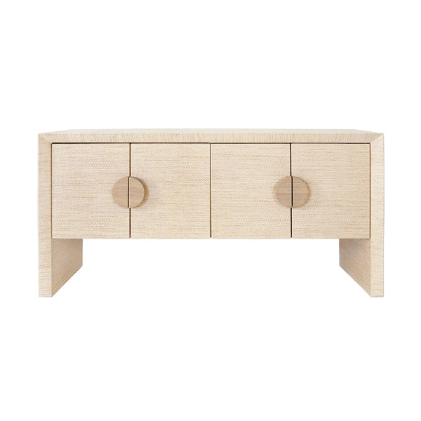 Worlds Away - Colt Four Door Buffet In Natural Grasscloth With Cerused Oak Handles - COLT NAT - GreatFurnitureDeal