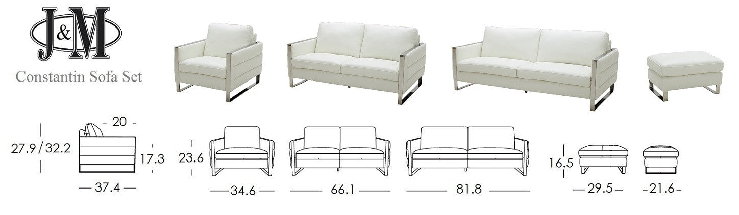 J&M Furniture - Constantin White 2 Piece Sofa Set - 18571-SL-WHT - GreatFurnitureDeal