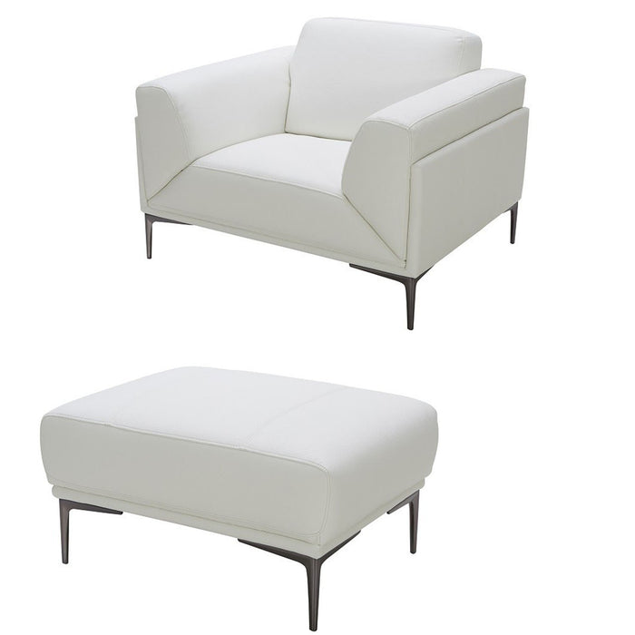J&M Furniture - Davos White Chair and Ottoman Set - 182481-CO-WHT - GreatFurnitureDeal