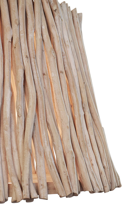 Worlds Away - Tapered Drum Pendant Handcrafted With Whitewash Eucalyptus Wood - CREW - GreatFurnitureDeal