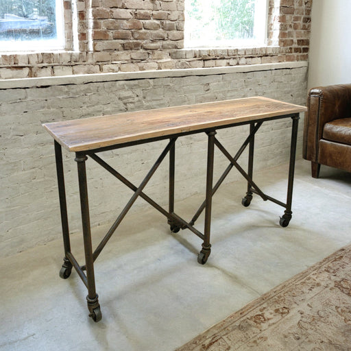 GJ Styles - Reclaimed Elm and Iron Console Table with Cross Base - CS04 - GreatFurnitureDeal