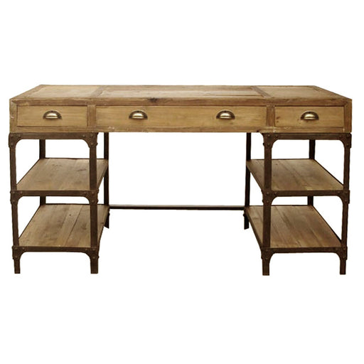 GJ Styles - Pine And Iron Desk With Drawers - CS05 - GreatFurnitureDeal