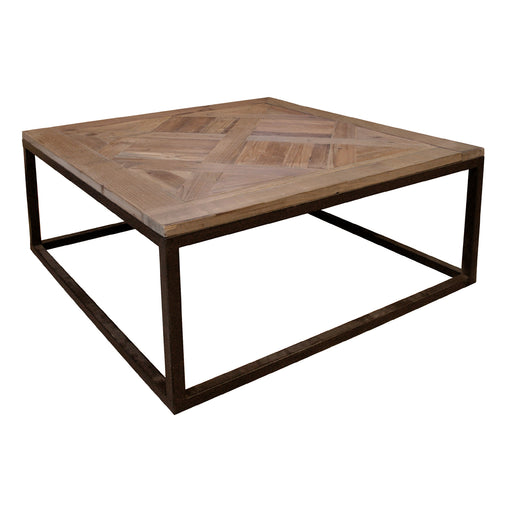 GJ Styles - Parquet Top Coffee Table in Reclaimed Pine with Iron Base - CS07 - GreatFurnitureDeal