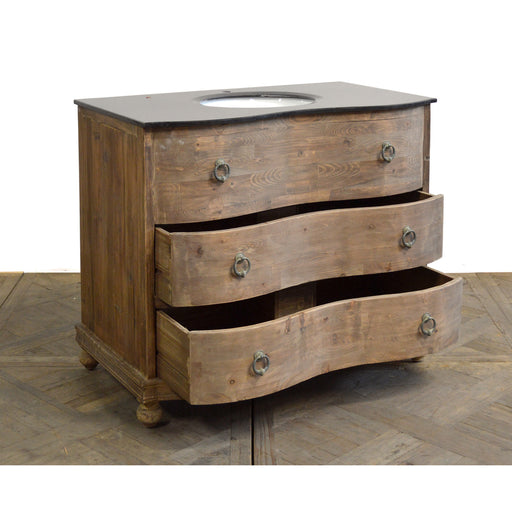 GJ Styles - Pine Serpentine Vanity W/ Black Granite - CS103 - GreatFurnitureDeal