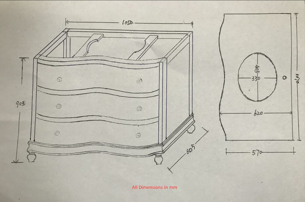 GJ Styles - Pine Serpentine Vanity W/ Black Granite - CS103 - GreatFurnitureDeal