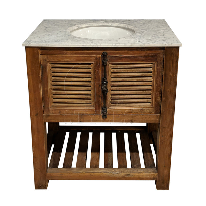 GJ Styles - Old Pine Single Vanity Black Granite - CS143 - GreatFurnitureDeal