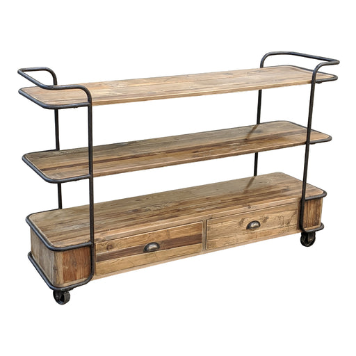 GJ Styles - Small Open Pine Shelf W/Casters in Natural Grain - CS179 - GreatFurnitureDeal