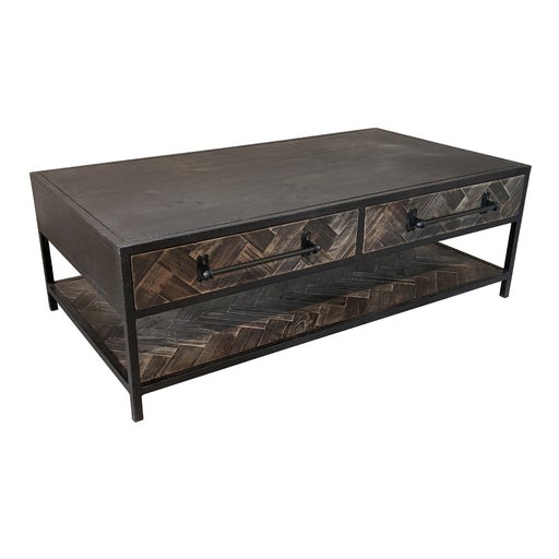 GJ Styles - Old Pine and Iron Coffee Table with Drawers - CS187 - GreatFurnitureDeal