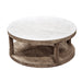 GJ Styles - Round Oak Coffee Table W/White Marble - CS201 - GreatFurnitureDeal