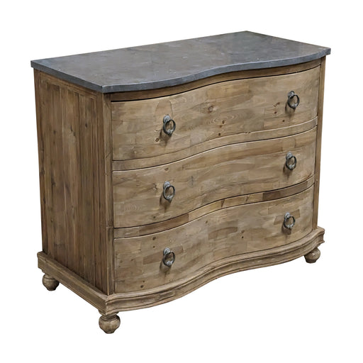 GJ Styles - Pine Serpentine Chest W/Blue Stone Top - CS204 - GreatFurnitureDeal