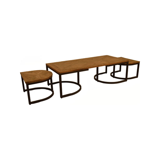 GJ Styles - Nesting Oak & Iron Coffee Tables - CS222 - GreatFurnitureDeal