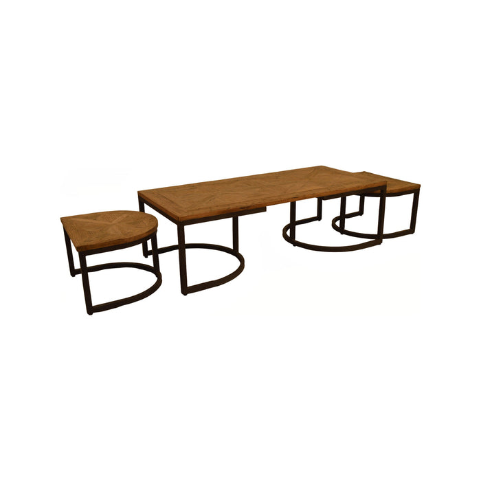 GJ Styles - Nesting Oak & Iron Coffee Tables - CS222 - GreatFurnitureDeal