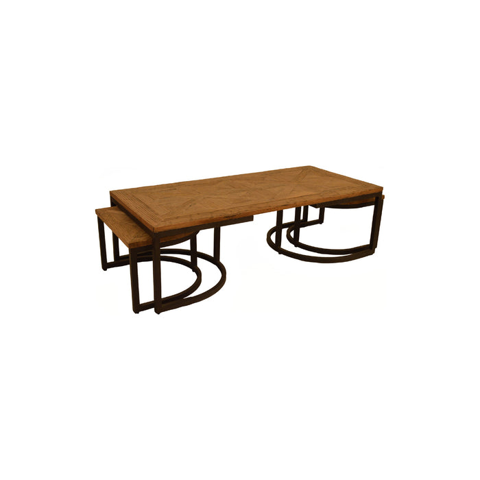 GJ Styles - Nesting Oak & Iron Coffee Tables - CS222 - GreatFurnitureDeal