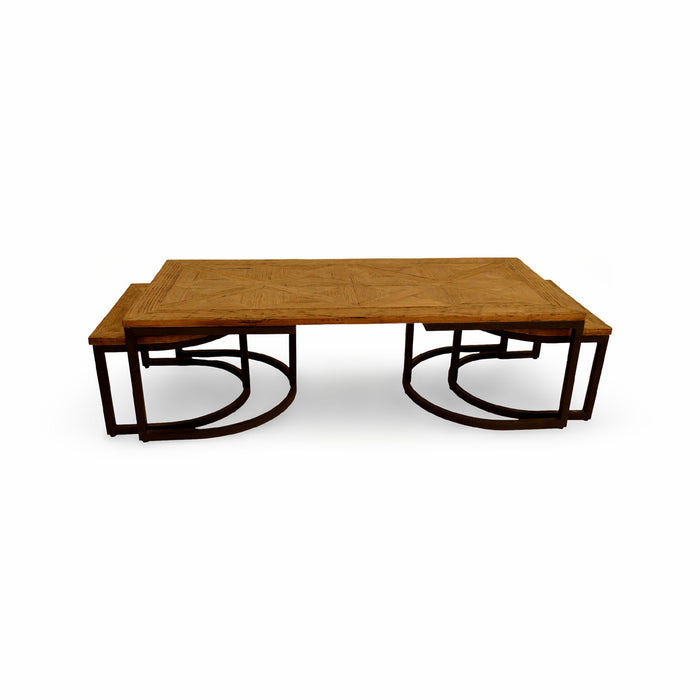 GJ Styles - Nesting Oak & Iron Coffee Tables - CS222 - GreatFurnitureDeal