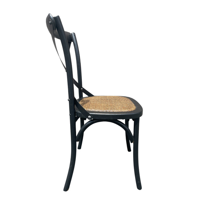 GJ Styles - Cross Chair with Braided Seat in Black - CS23 - GreatFurnitureDeal