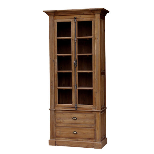 GJ Styles - Pine Bookcase 2 Door/2 Drawer W/ Bin Pulls - CS34 - GreatFurnitureDeal