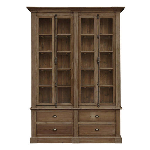 GJ Styles - Pine Bookcase 4 Door/4 Drawer W/ Bin Pulls - CS38 - GreatFurnitureDeal