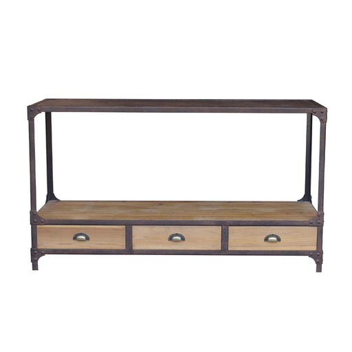 GJ Styles - Reclaimed Pine and Iron Console Table with Three Drawers - CS43 - GreatFurnitureDeal