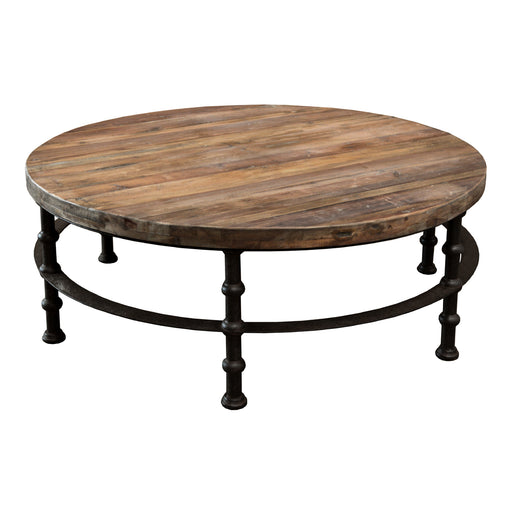 GJ Styles - Old Pine/ Iron Round Coffee Table - CS96 - GreatFurnitureDeal