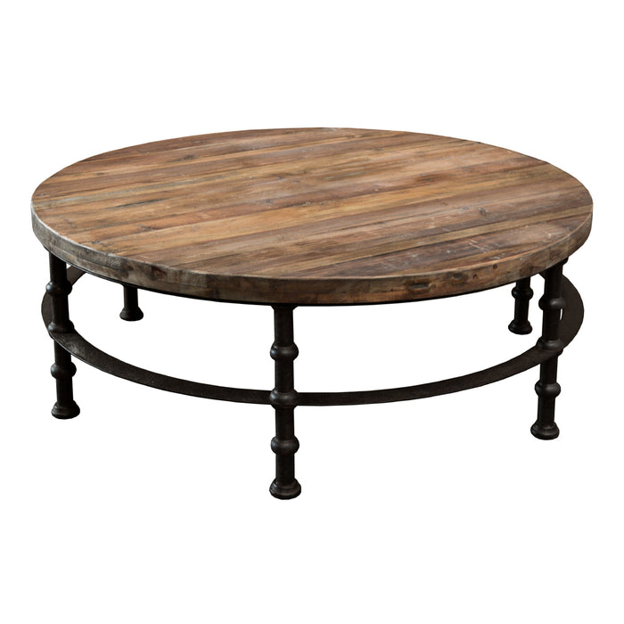 GJ Styles - Old Pine/ Iron Round Coffee Table - CS96 - GreatFurnitureDeal