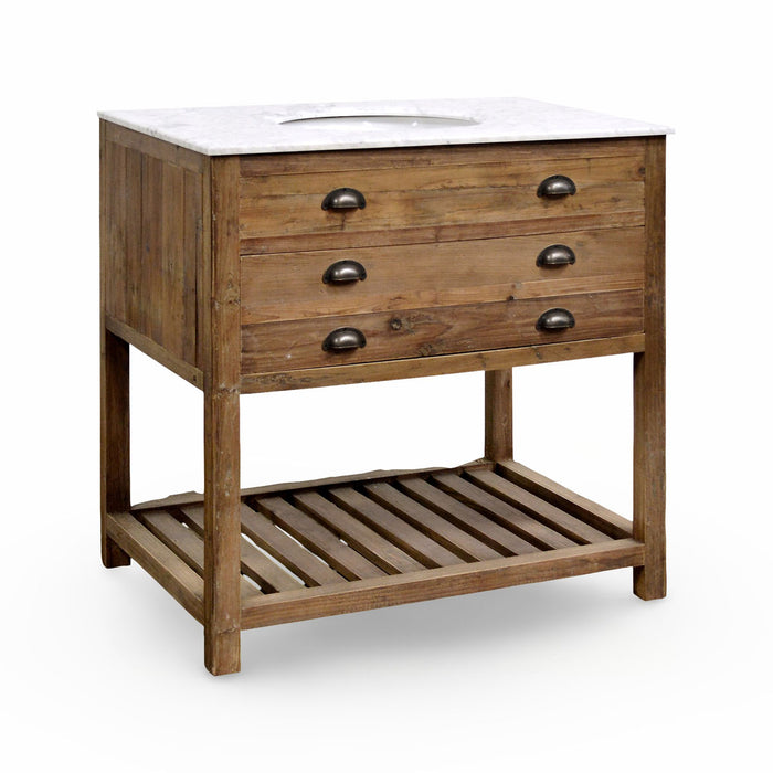 GJ Styles - Old Pine Single Vanity White Marble - CS97-W - GreatFurnitureDeal