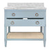 Worlds Away - Bath Vanity In Matte Light Blue Lacquer With Open Cane Shelf, White Marble Top, And Porcelain Sink - CUTLER LB - GreatFurnitureDeal