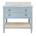 Worlds Away - Bath Vanity In Matte Light Blue Lacquer With Open Cane Shelf, White Marble Top, And Porcelain Sink - CUTLER LB - GreatFurnitureDeal