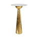Worlds Away - Hammered Brass Side Table With Tapered Base And Round White Marble Top - CYNTHIA - GreatFurnitureDeal