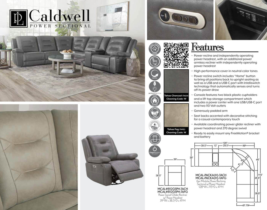 Parker Living - Caldwell 6 Piece Modular Power Reclining Sectional in Misty Storm - MCAL-PACKA(H)-TAFG - GreatFurnitureDeal