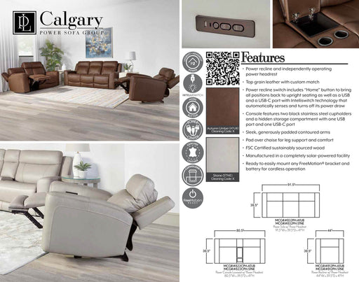 Parker Living - Calgary 3 Piece Power Reclining Living Room Set in Stone - MCGR-321PH-STNE - GreatFurnitureDeal