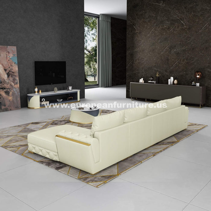 European Furniture - Castello Off White Italian Leather Sectional - EF-19994L-4LHF