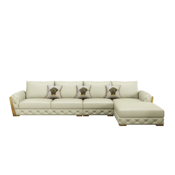 European Furniture - Castello Off White Italian Leather Sectional - EF-19993R-4RHF - GreatFurnitureDeal