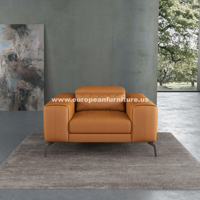 European Furniture - Cavour Chair Cognac Italian Leather - EF-12551-C