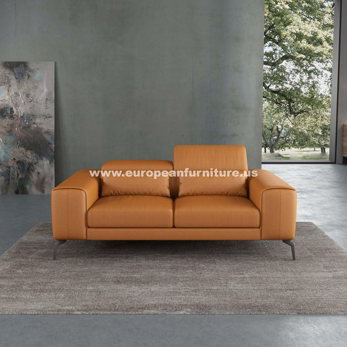 European Furniture - Cavour Loveseat Cognac Italian Leather - EF-12551-L