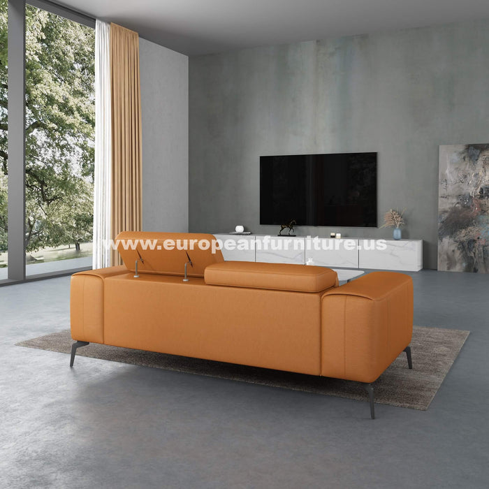European Furniture - Cavour Loveseat Cognac Italian Leather - EF-12551-L - GreatFurnitureDeal