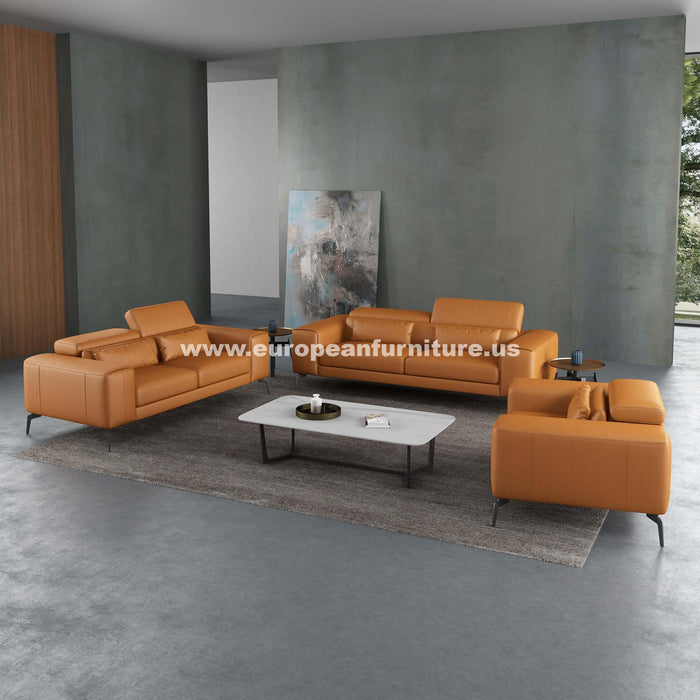 European Furniture - Cavour Loveseat Cognac Italian Leather - EF-12551-L - GreatFurnitureDeal