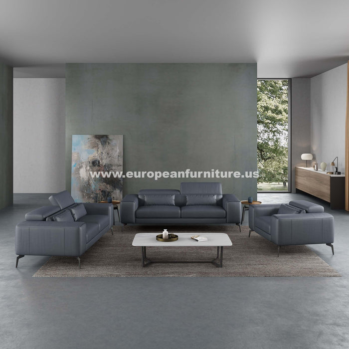 European Furniture - Cavour Chair Gray Italian Leather - EF-12550-C - GreatFurnitureDeal