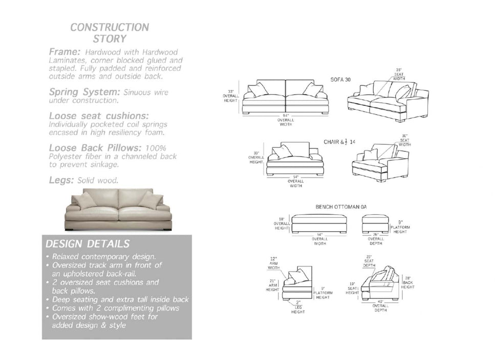 GFD Leather - Chandler All Leather Sofa - X31-30