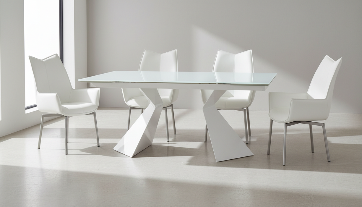 ESF Furniture - 992 Dining Table 5 Piece Dining Room Set in White - 992DININGTABLE-5SET - GreatFurnitureDeal